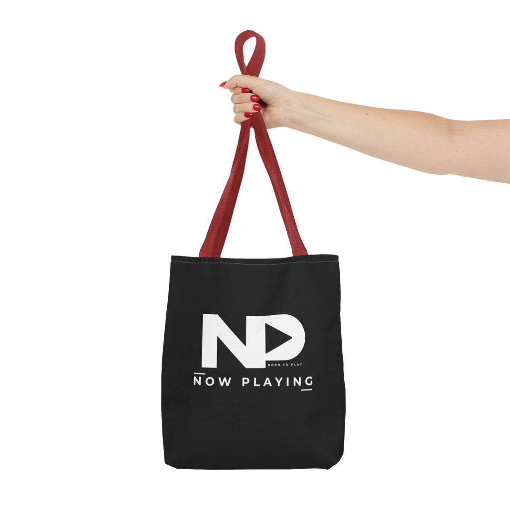 Now Playing Logo Tote Bag — Black Graphic Music AOP Tote