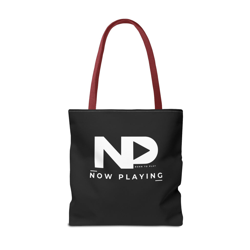 Now Playing Logo Tote Bag — Black Graphic Music AOP Tote