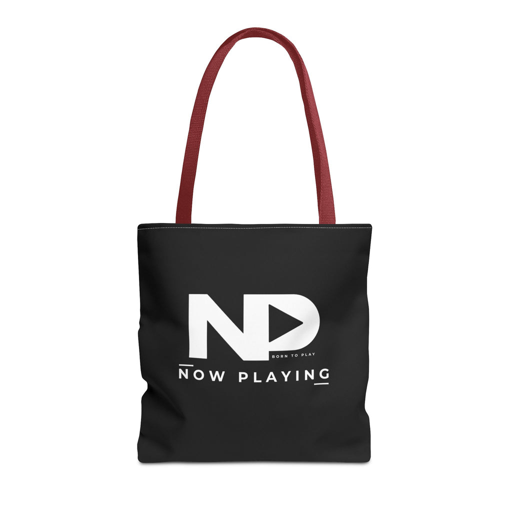 Now Playing Logo Tote Bag — Black Graphic Music AOP Tote