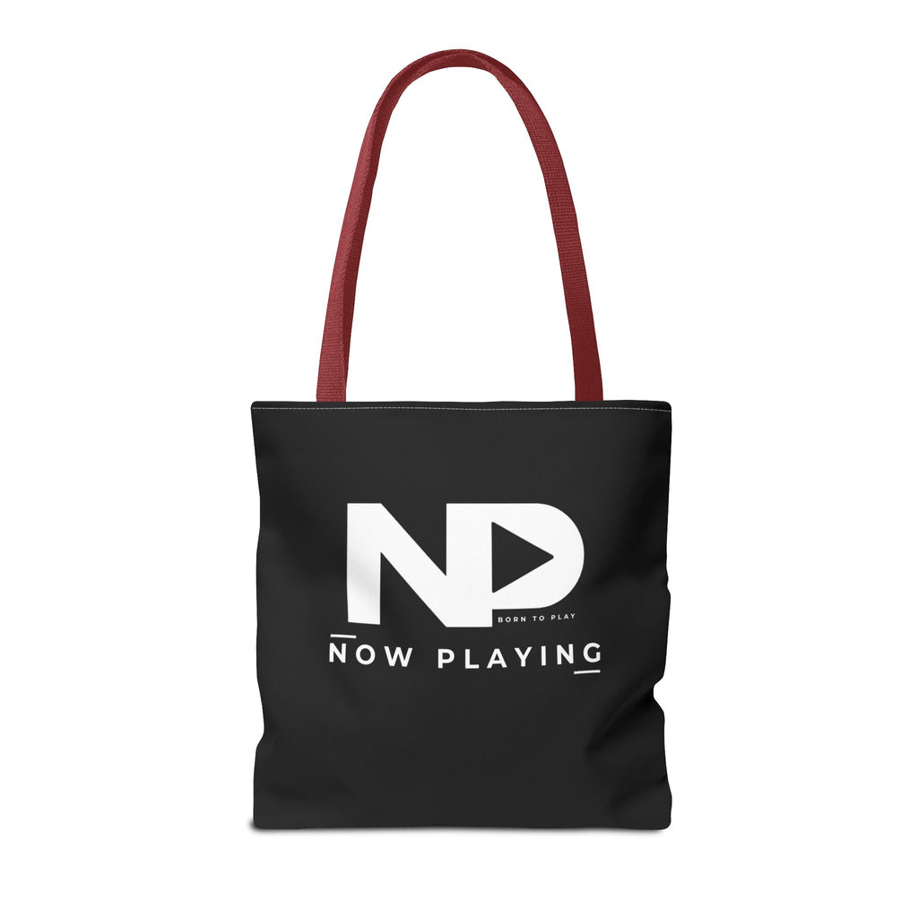 Now Playing Logo Tote Bag — Black Graphic Music AOP Tote