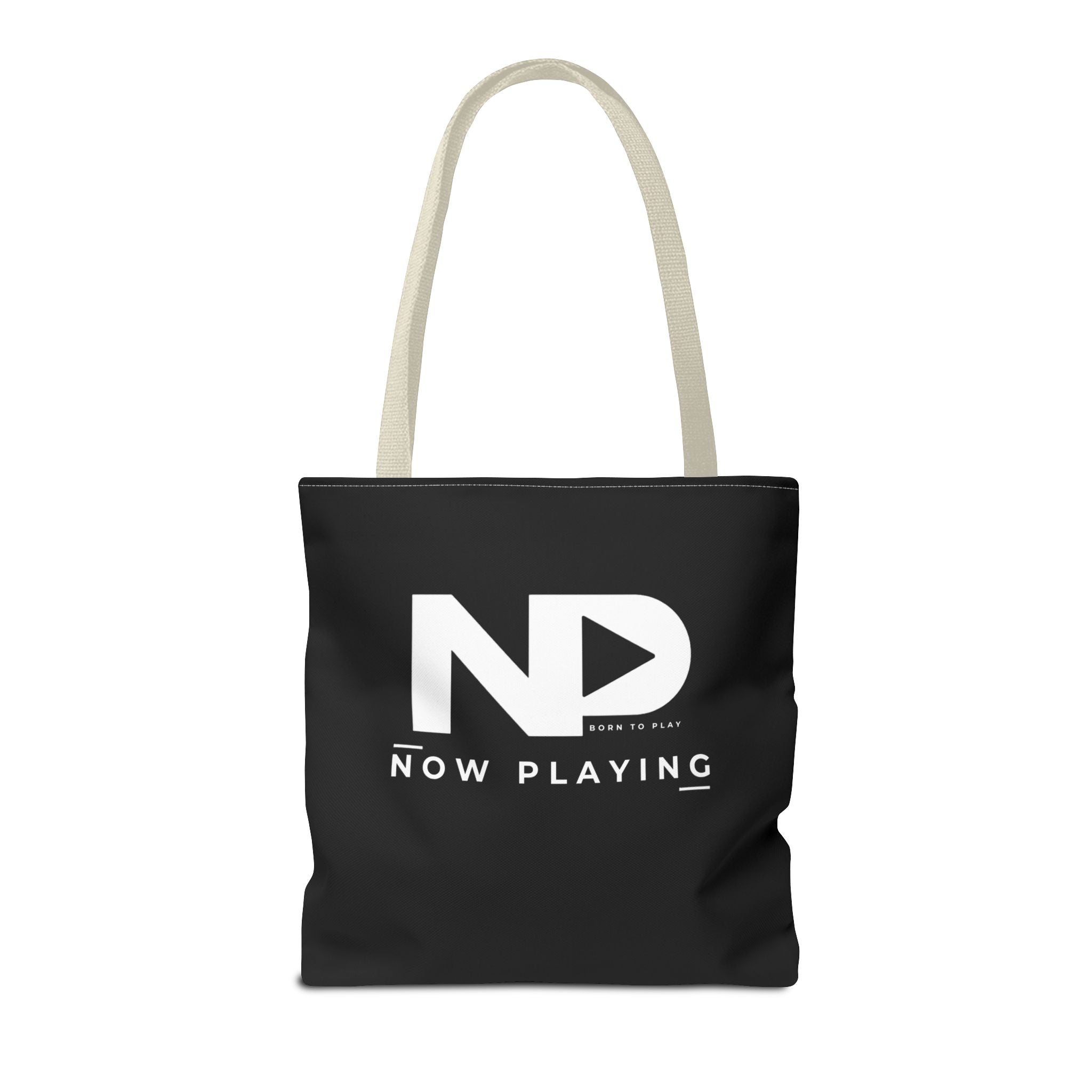Now Playing Logo Tote Bag — Black Graphic Music AOP Tote