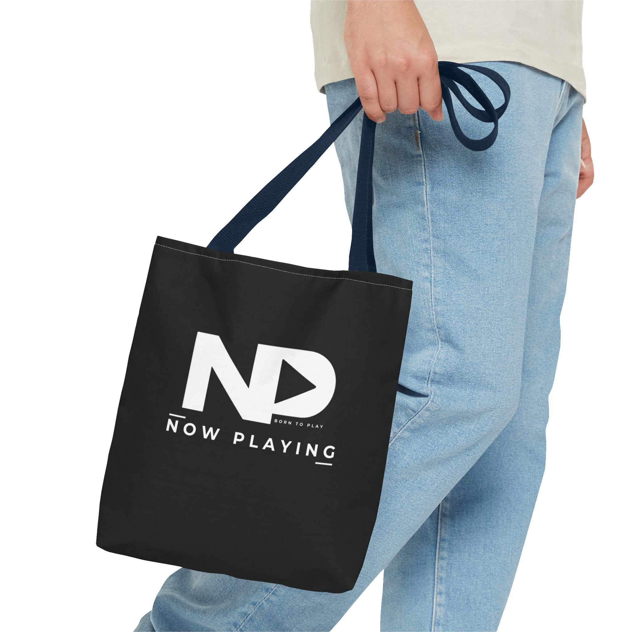 Now Playing Logo Tote Bag — Black Graphic Music AOP Tote