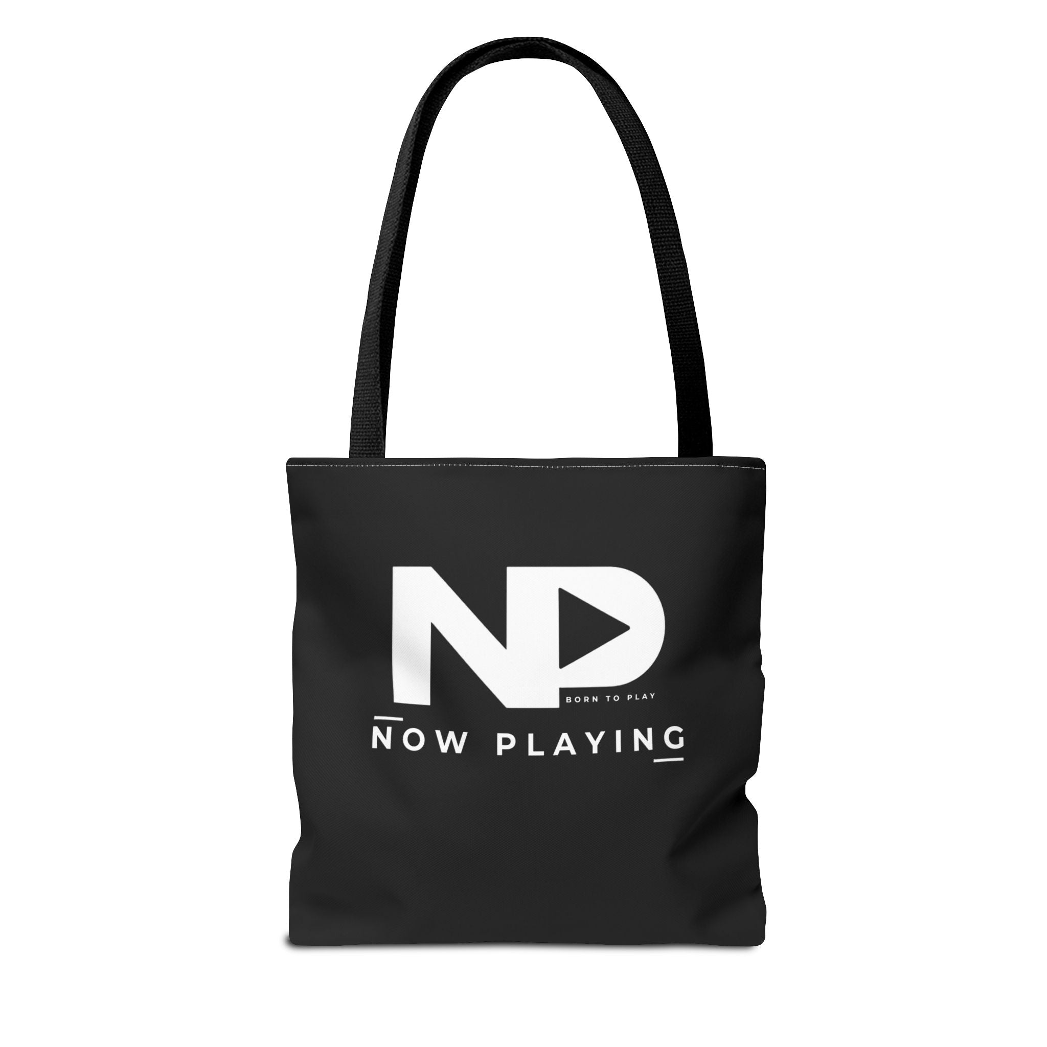 Now Playing Logo Tote Bag — Black Graphic Music AOP Tote