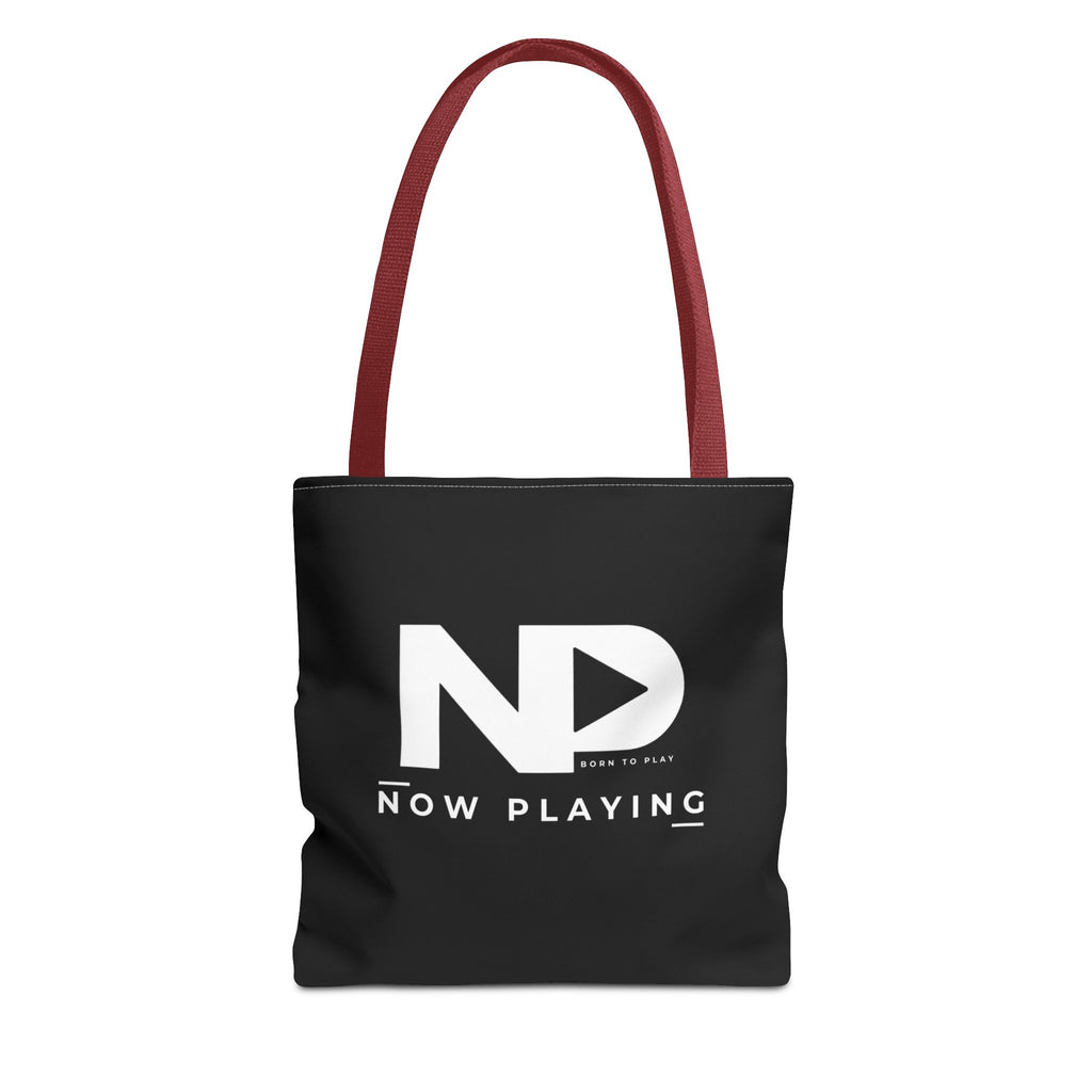 Now Playing Logo Tote Bag — Black Graphic Music AOP Tote