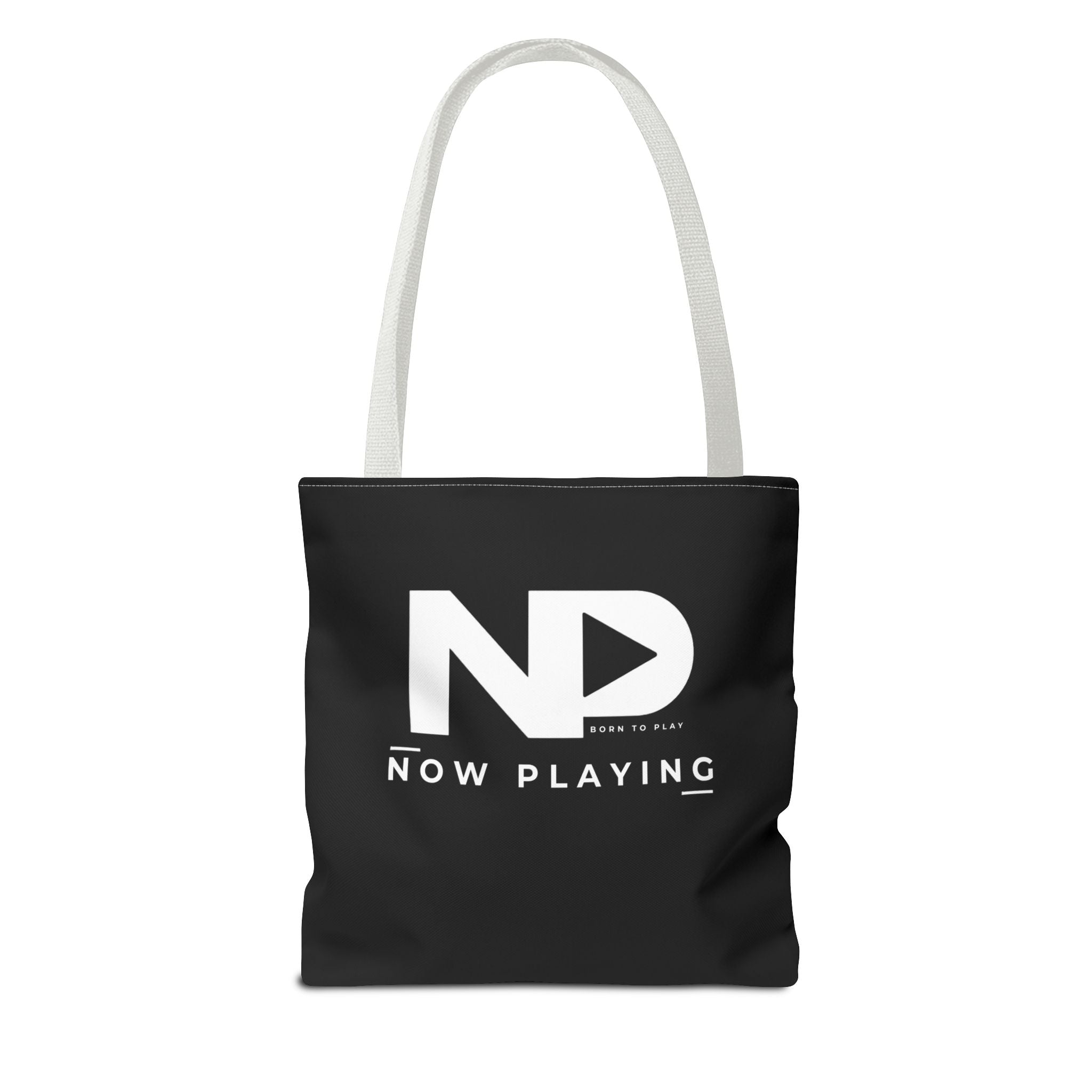 Now Playing Logo Tote Bag — Black Graphic Music AOP Tote