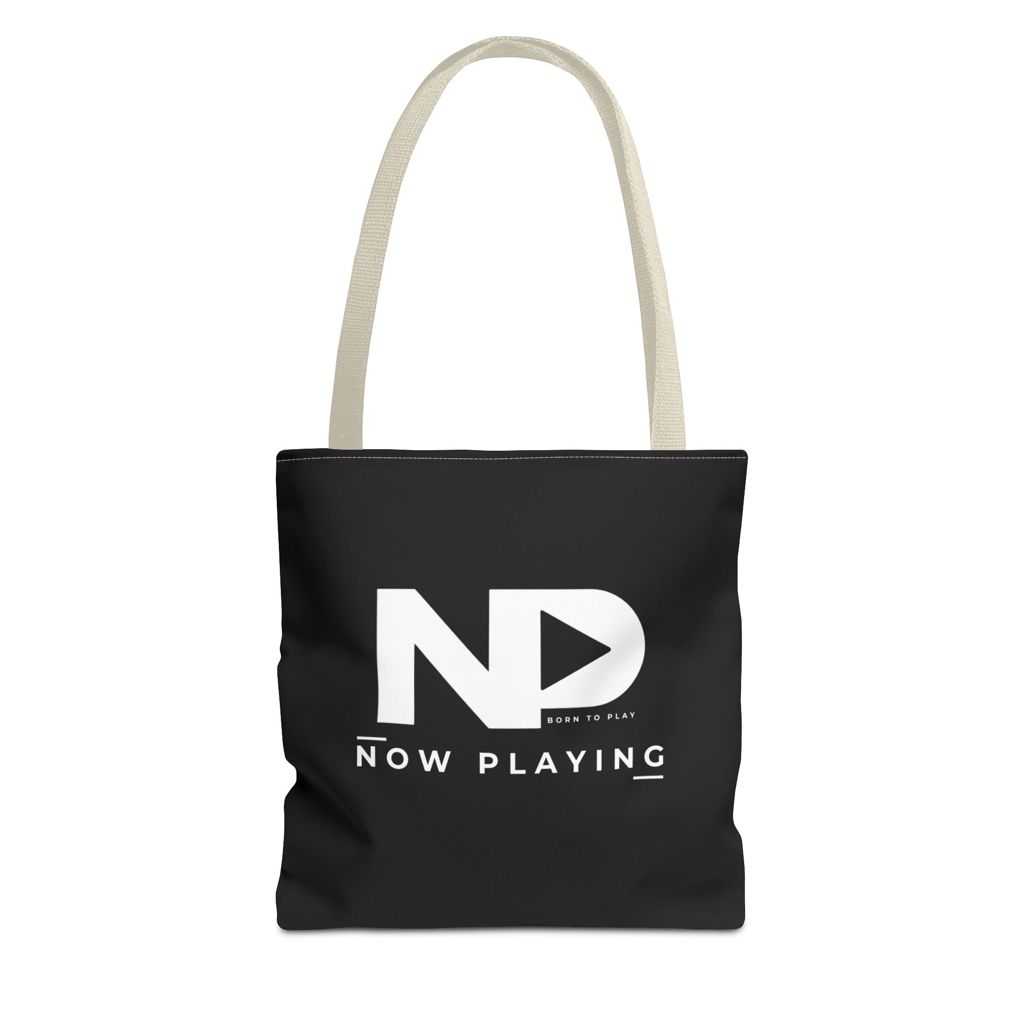 Now Playing Logo Tote Bag — Black Graphic Music AOP Tote