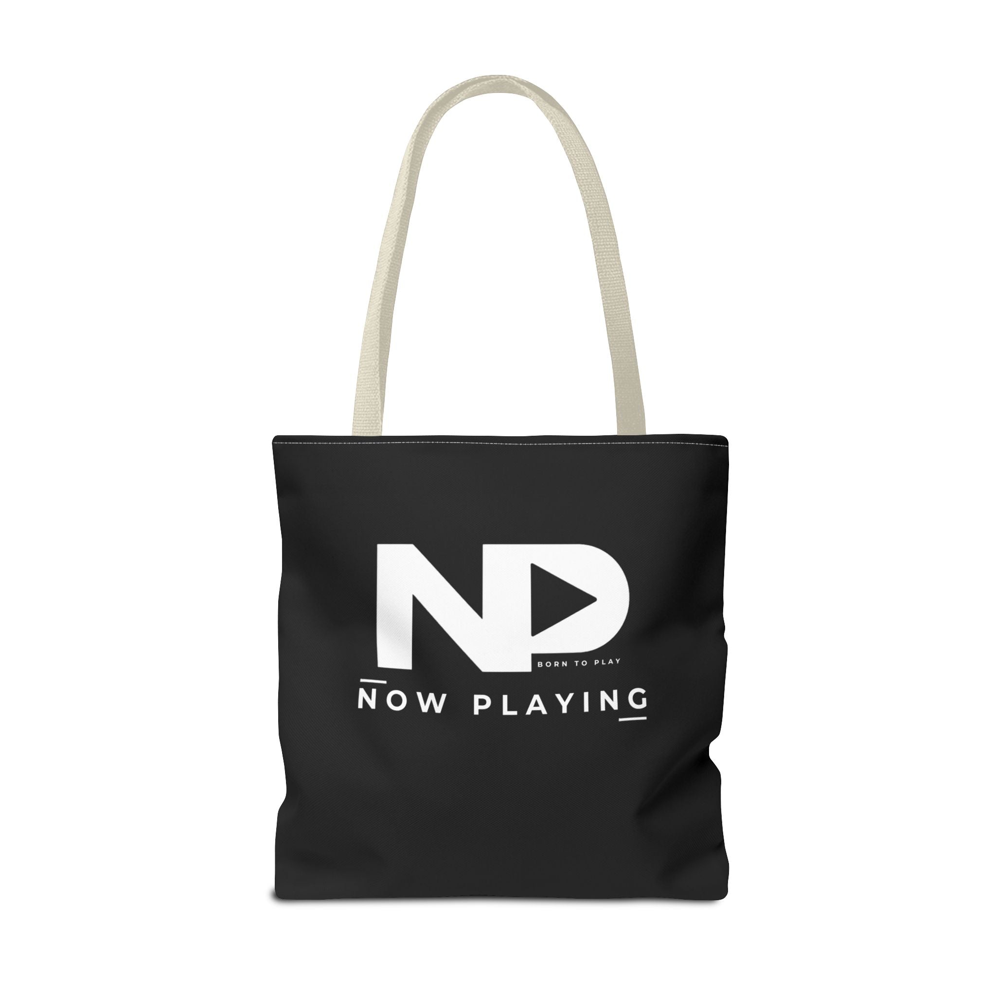 Now Playing Logo Tote Bag — Black Graphic Music AOP Tote