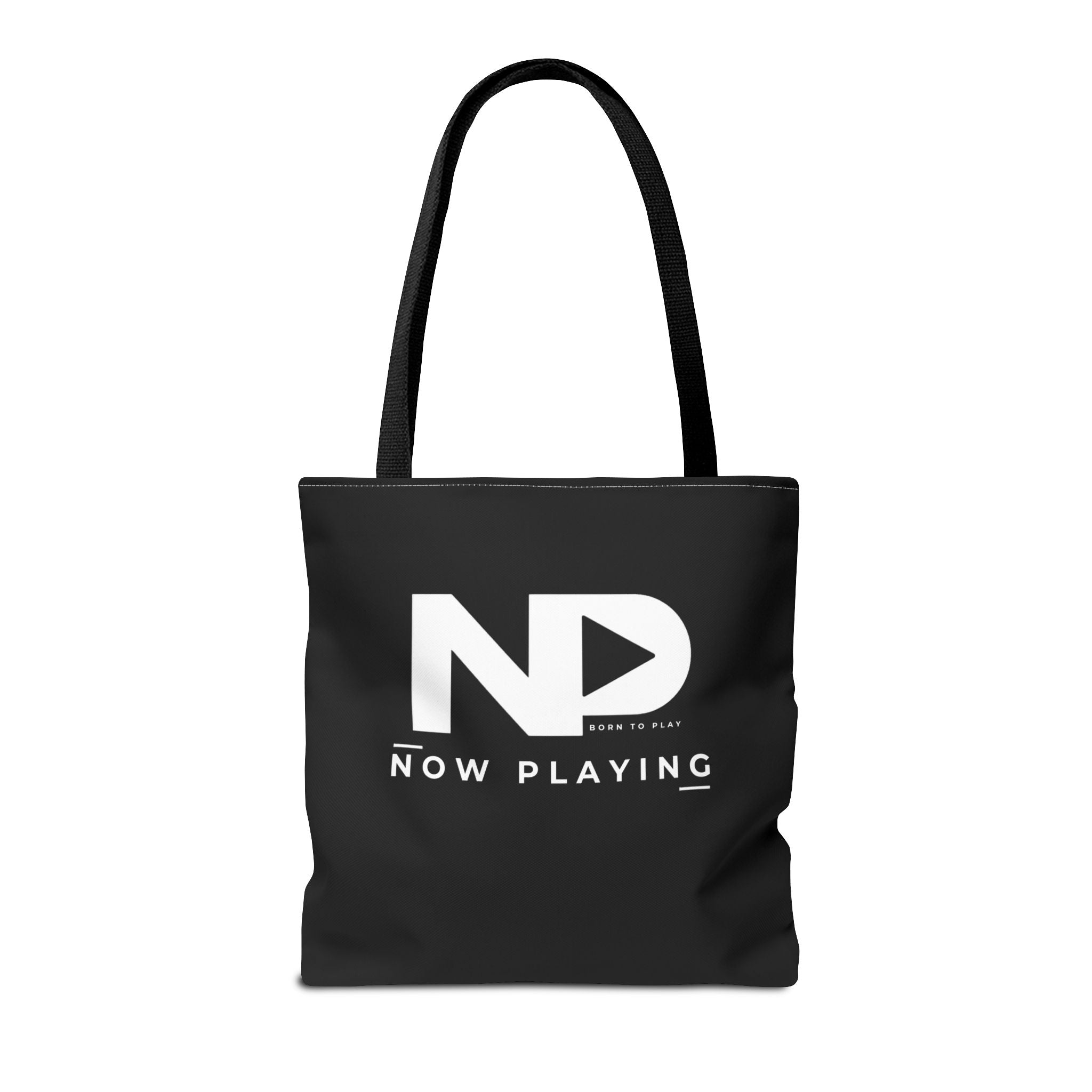Now Playing Logo Tote Bag — Black Graphic Music AOP Tote