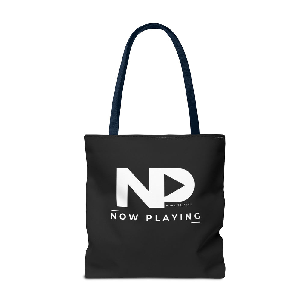 Now Playing Logo Tote Bag — Black Graphic Music AOP Tote