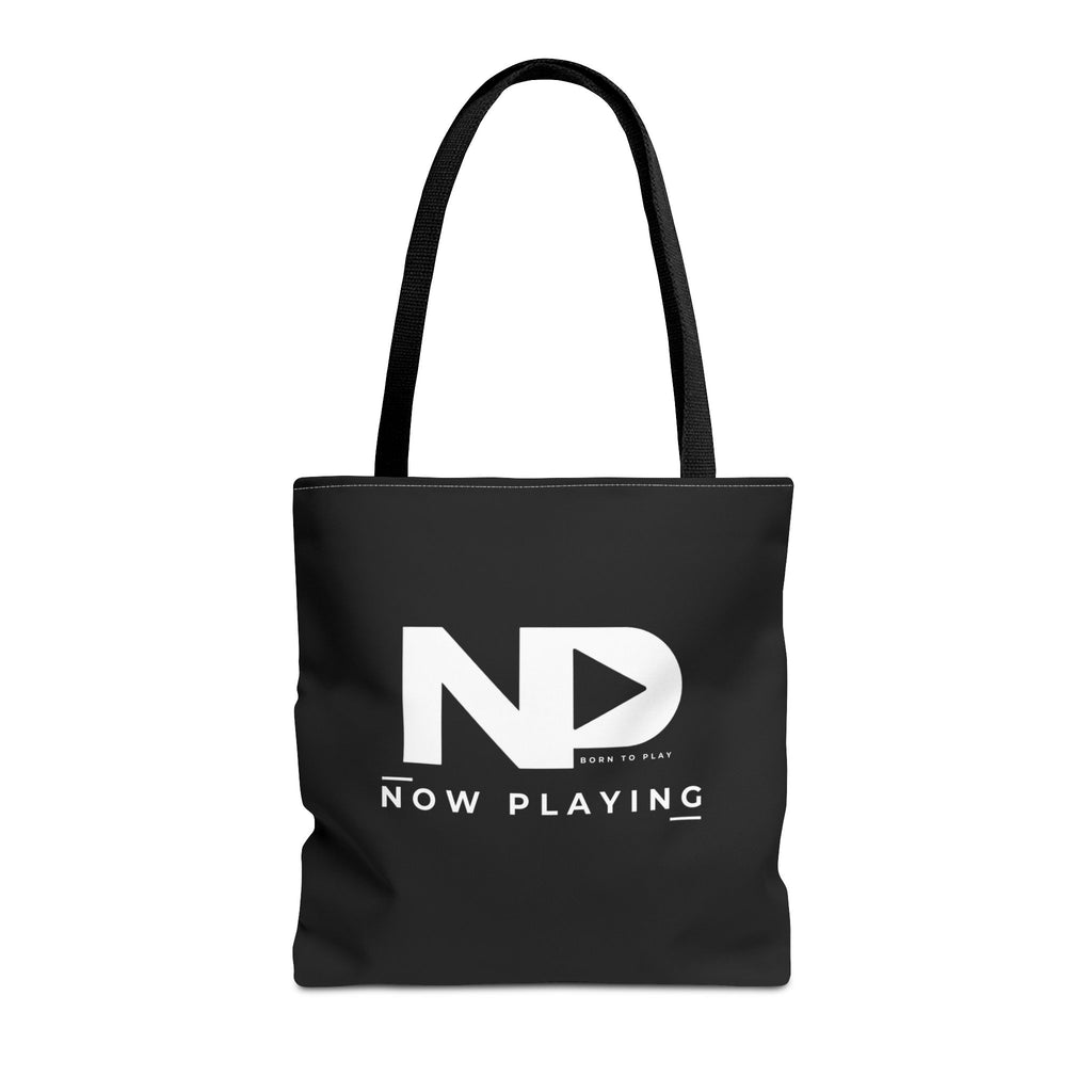 Now Playing Logo Tote Bag — Black Graphic Music AOP Tote