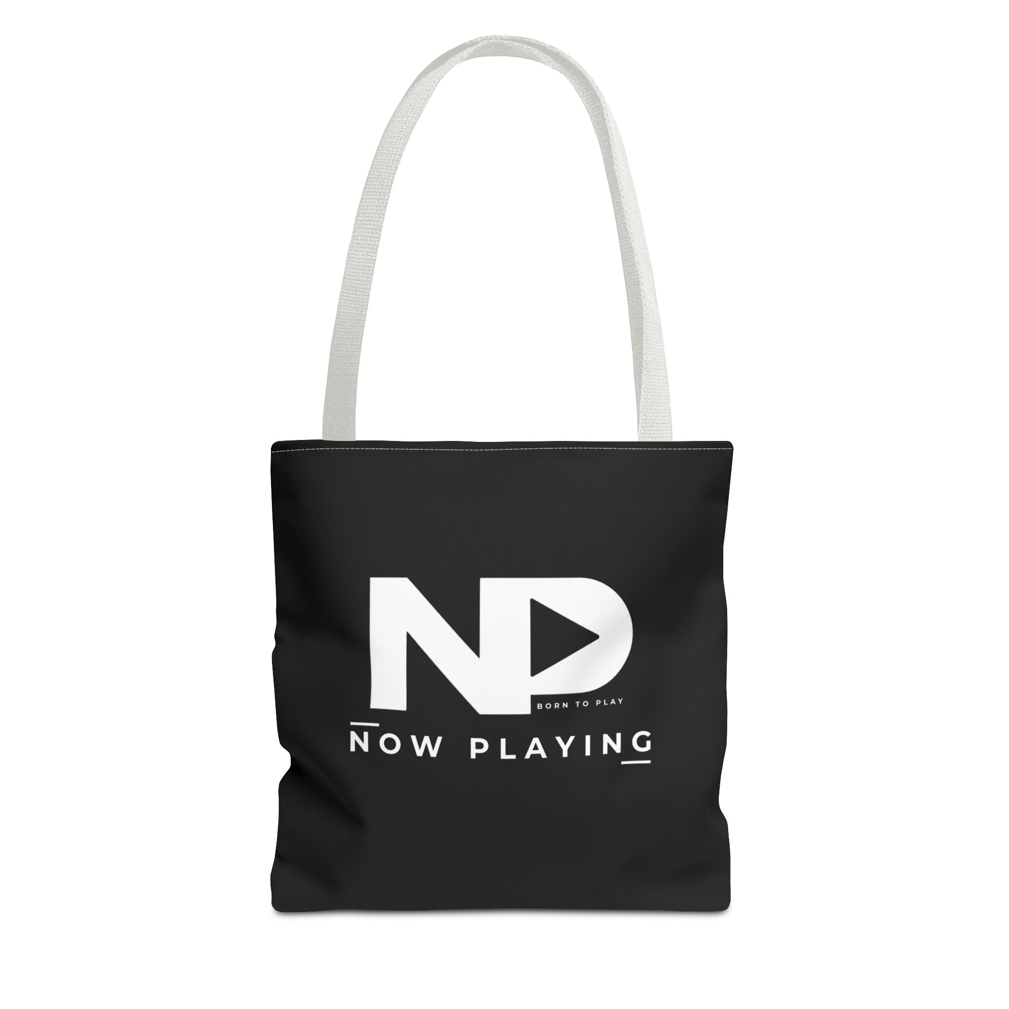 Now Playing Logo Tote Bag — Black Graphic Music AOP Tote