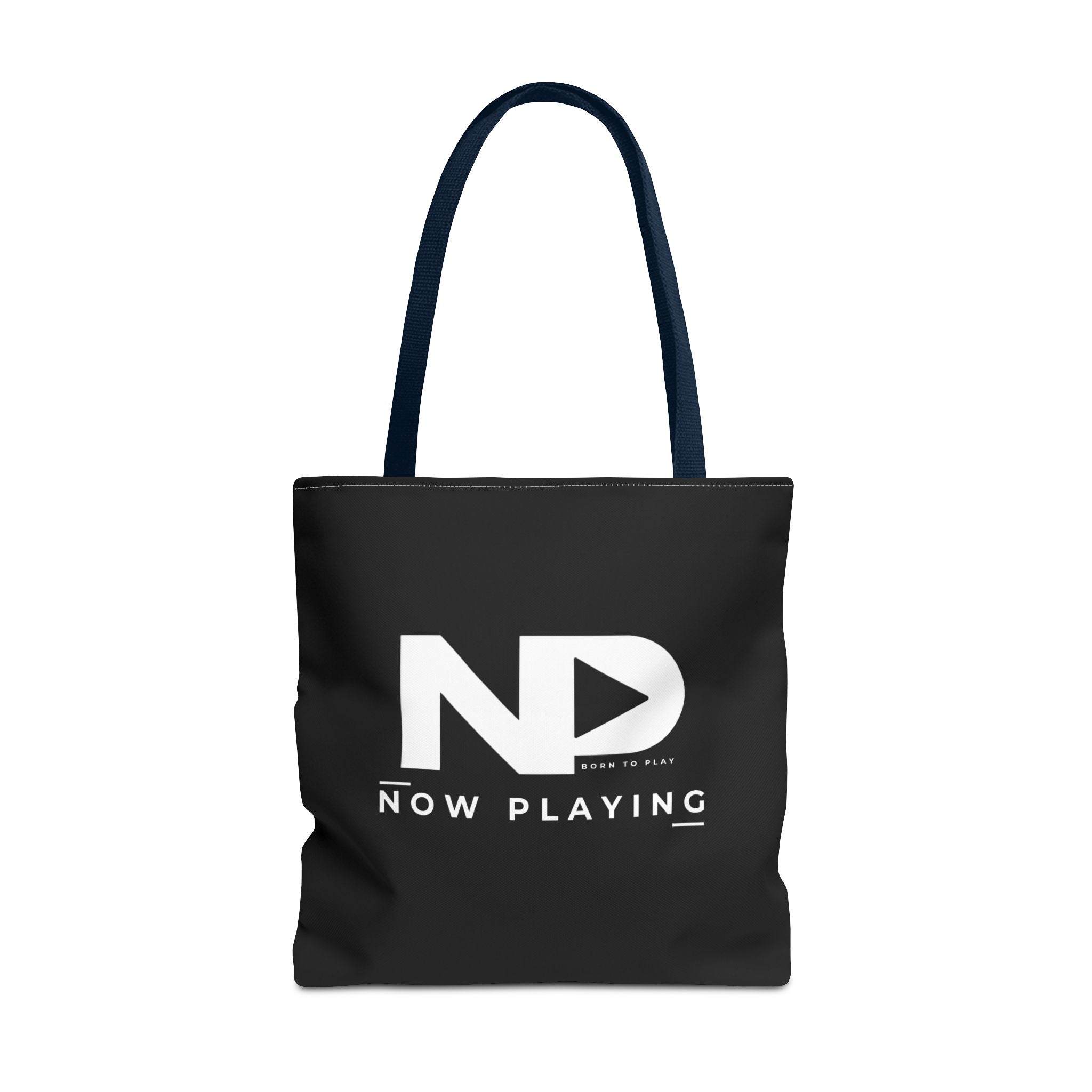 Now Playing Logo Tote Bag — Black Graphic Music AOP Tote