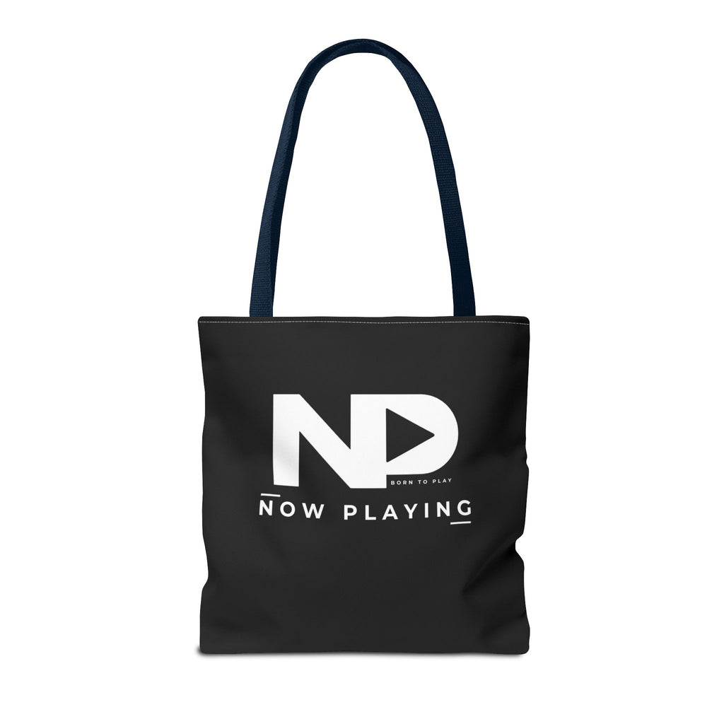Now Playing Logo Tote Bag — Black Graphic Music AOP Tote