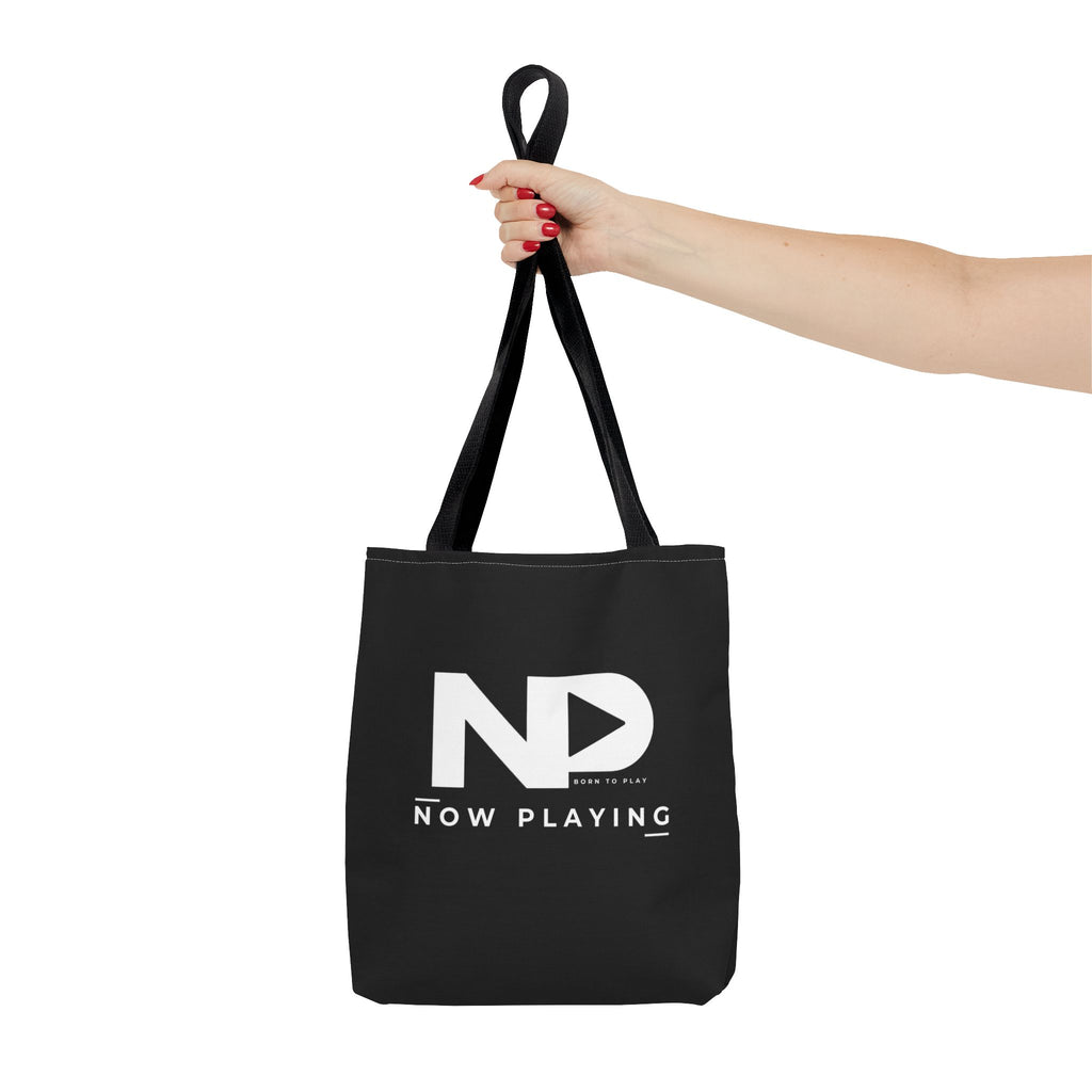 Now Playing Logo Tote Bag — Black Graphic Music AOP Tote