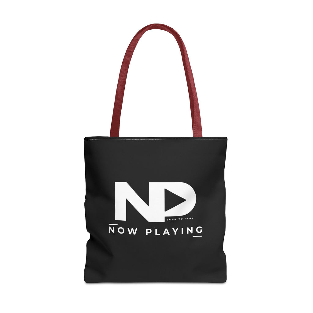 Now Playing Logo Tote Bag — Black Graphic Music AOP Tote