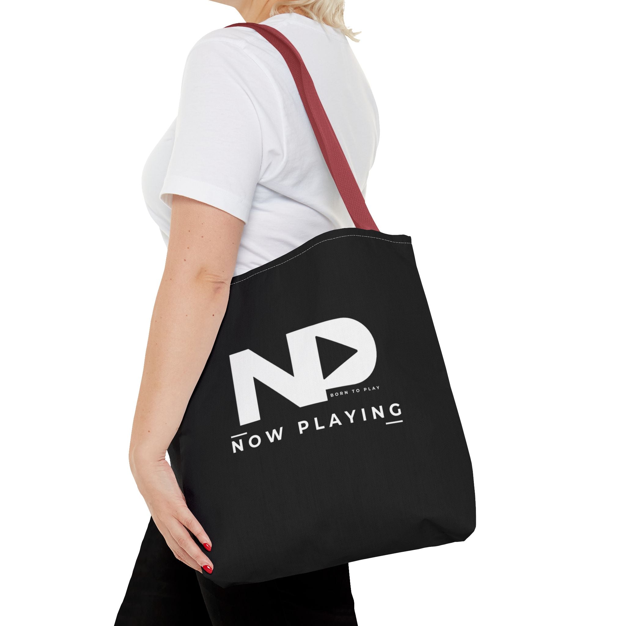 Now Playing Logo Tote Bag — Black Graphic Music AOP Tote