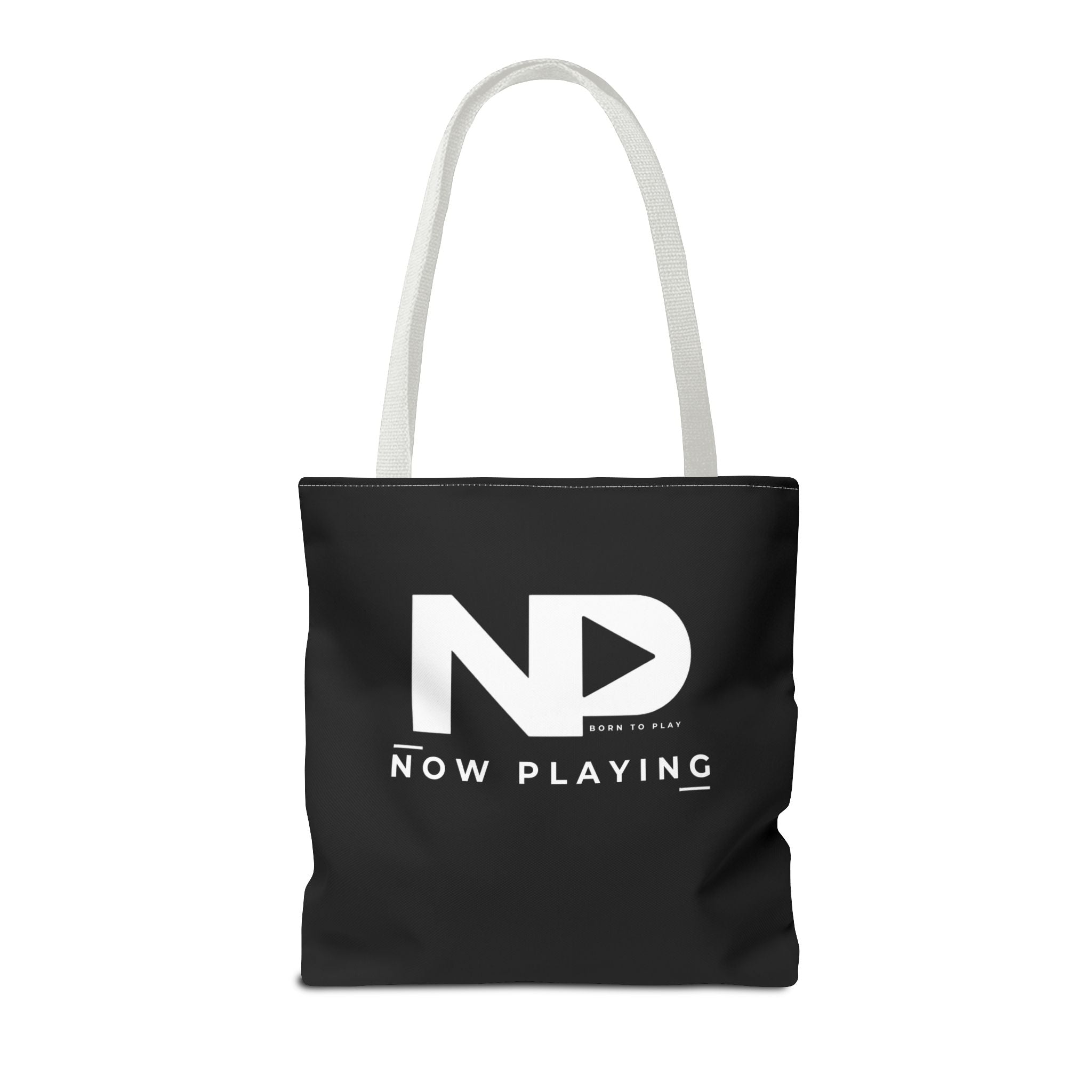 Now Playing Logo Tote Bag — Black Graphic Music AOP Tote