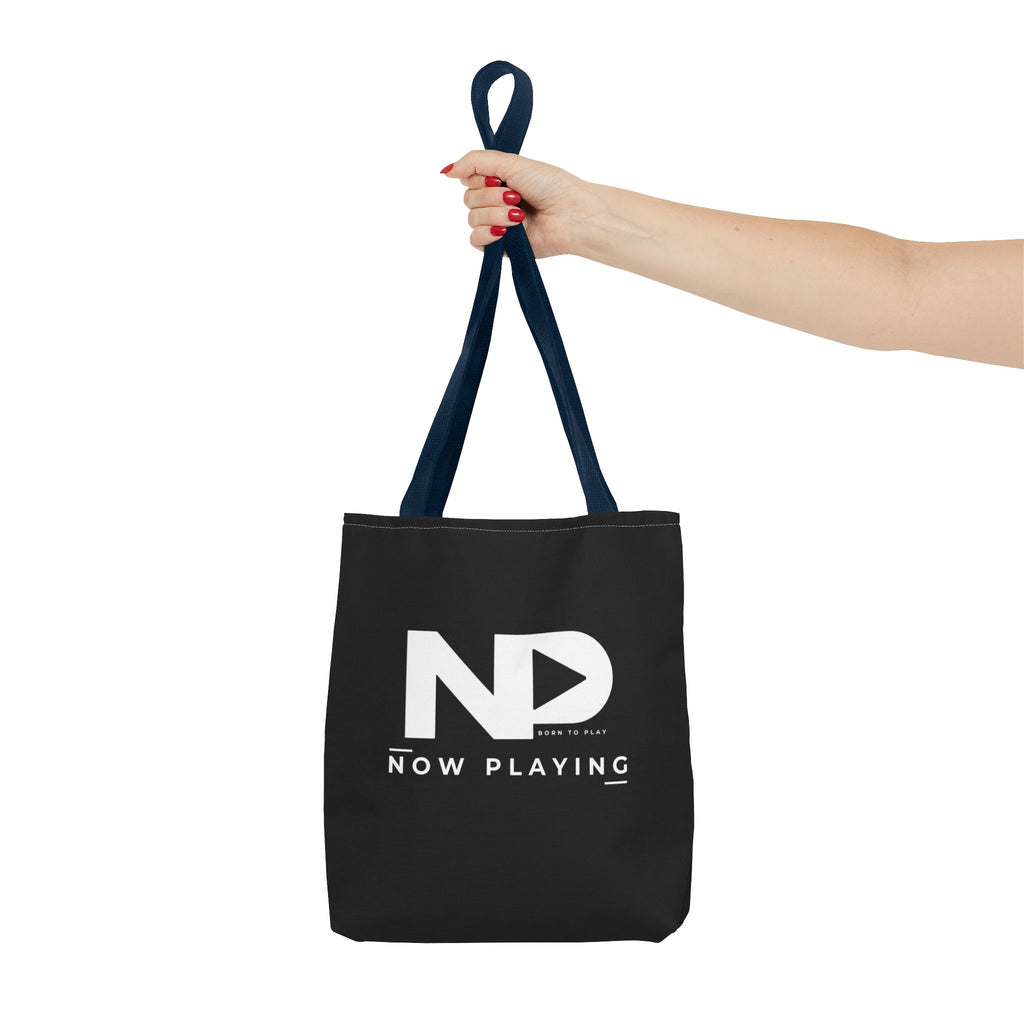 Now Playing Logo Tote Bag — Black Graphic Music AOP Tote