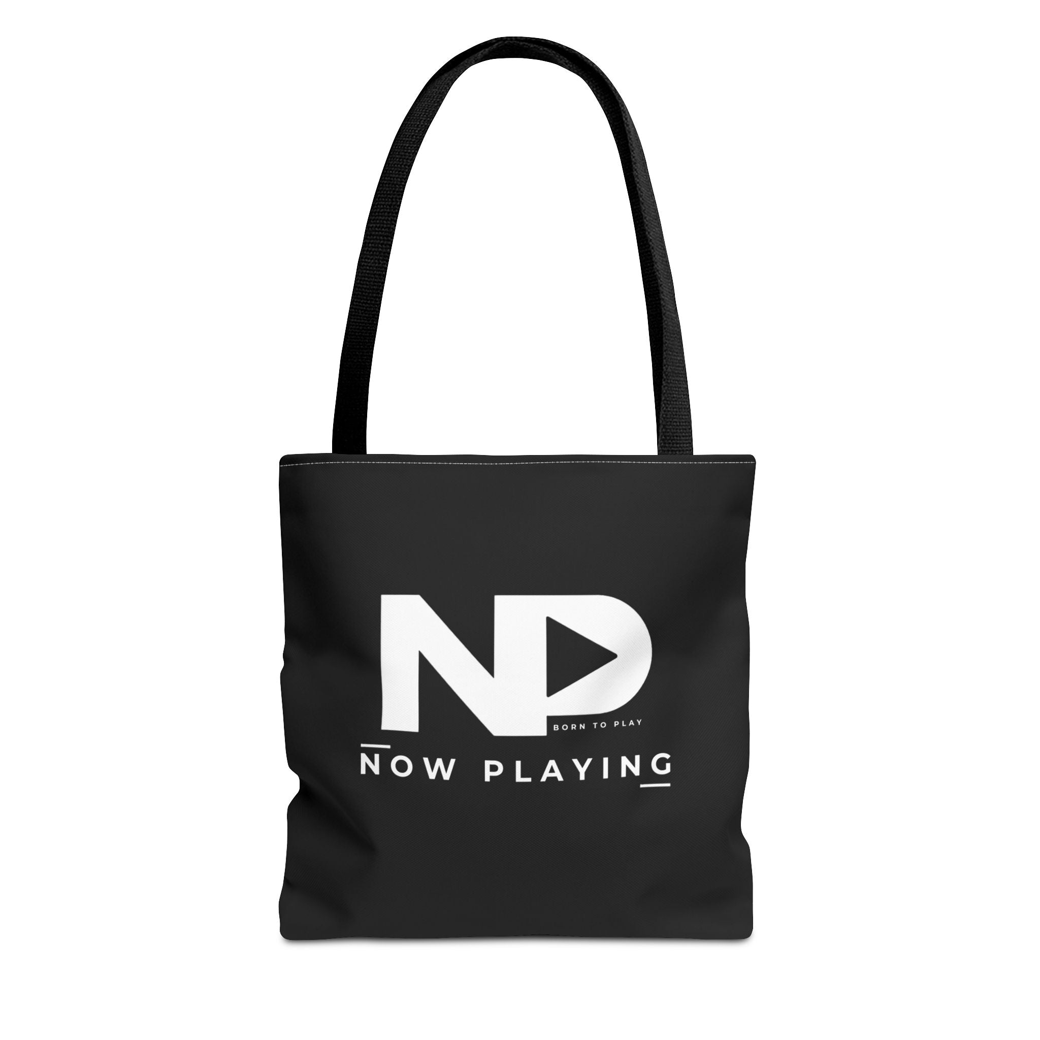 Now Playing Logo Tote Bag — Black Graphic Music AOP Tote